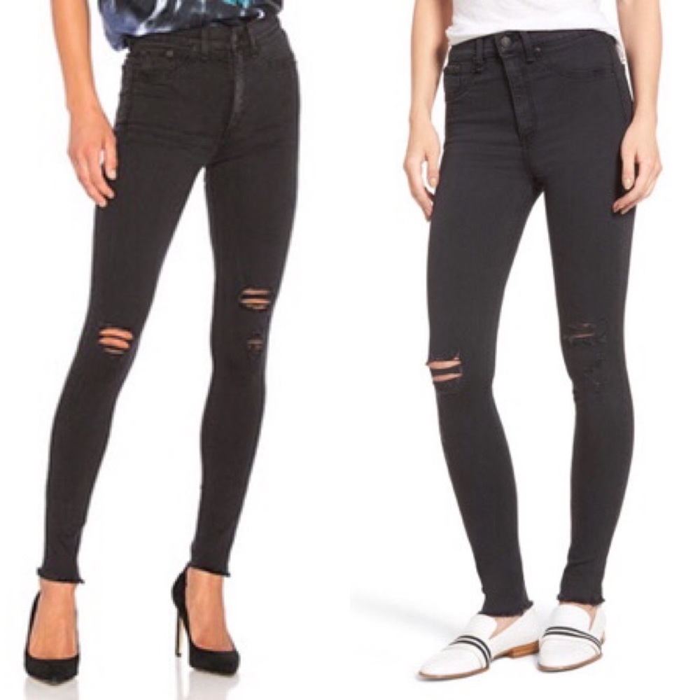 RAG & BONE Ripped High Rise Skinny Jeans
